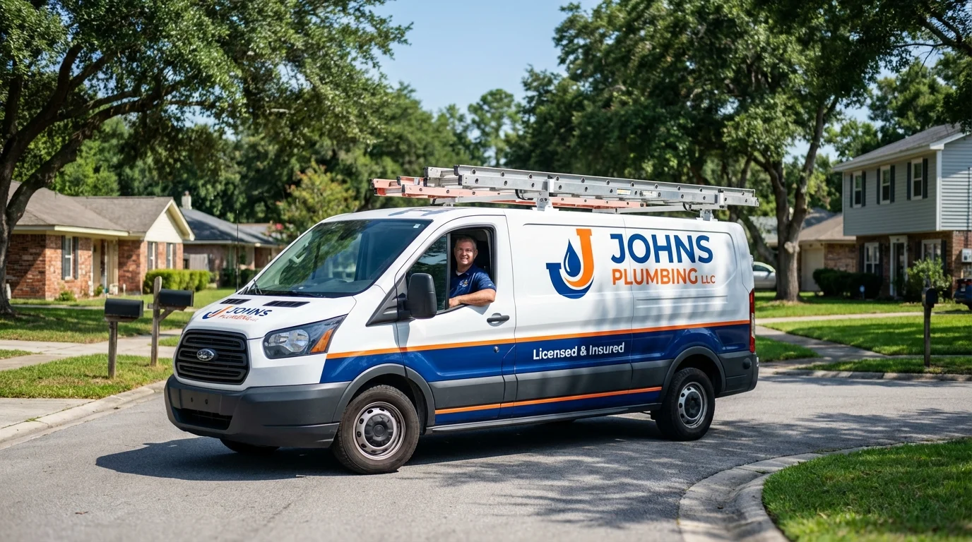 Johns Plumbing LLC service van in Waxahachie, TX