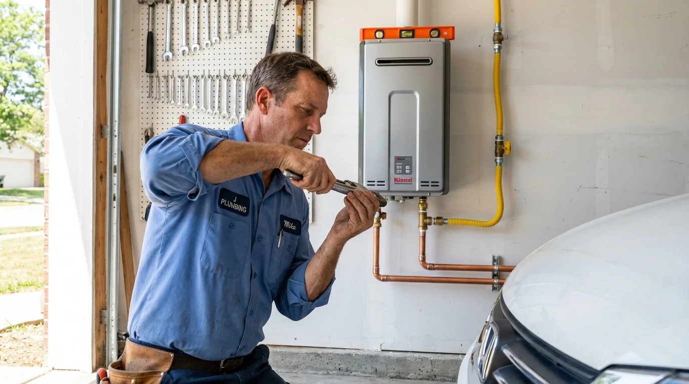 Tankless water heater installation by a Johns Plumbing LLC plumber in Waxahachie
